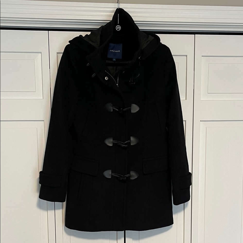 Cole Haan Black Pea Coat with Toggles